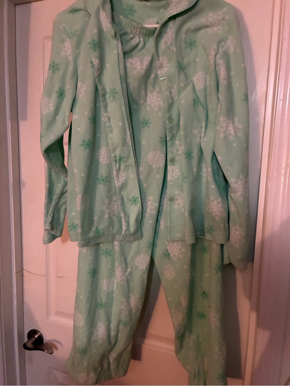 Fashion Nova Mint Green Snowflake Fleece Pajama Set
